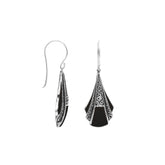 AE-6323-SHB Sterling Silver Fancy Shape Earring With Black Shell Jewelry Bali Designs Inc